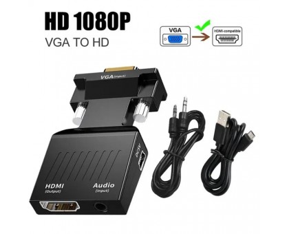 Конвертер VGA2HDMI, VGA (папа) + Audio 3.5мм - HDMI (мама)