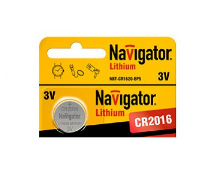 Батарейка CR2016, 3В, Navigator