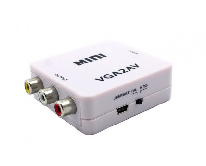 Конвертер VGA2AV, VGA (мама) + Audio 3.5мм - AV (RCA-мама)