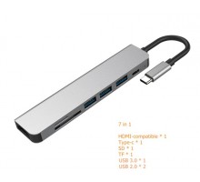 Док-станция Rankman type-C - HDMI, type-C, 3xUSB, 1xSD, 1xTF