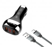 Автомобильное зарядное устройство Ldnio C2 2xUSB 3A + кабель type-C
