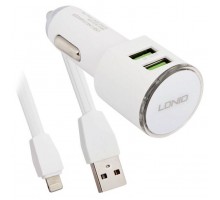 Автомобильное зарядное устройство Ldnio C29 USB 3.4A + кабель для iPhone