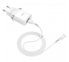 Сетевое зарядное устройство HOCO C12Q QC3.0 + кабель microUSB белый