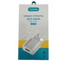 Сетевое зарядное устройство YL-604 USB 5В 3А + кабель type-C белый