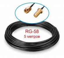Кабель SMA-male - SMA-female 5м, RG-58