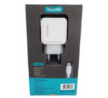 Сетевое зарядное устройство YL-609 2xUSB 5В 3.4А + кабель type-C белый