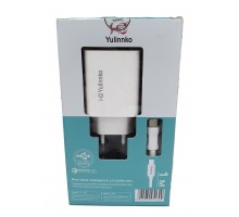 Сетевое зарядное устройство YL-200C USB QC 3.0 + кабель type-C белый