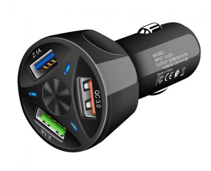 Автомобильное зарядное устройство TDS TS-CAU32 (QC3.0, 7000mA), чёрное