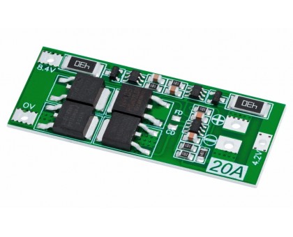 Плата защиты (BMS) для Li-ion, 2S / 8.4В / 20А