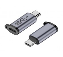 Переходник USB type-C (гнездо) - microUSB (штекер)
