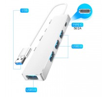 Концентратор USB 3.0 на 3xUSB2.0 + 1xUSB 3.0 + 1xUSB type-C, OT-PCR21