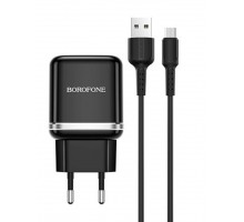 Сетевое зарядное устройство BOROFONE BA36A QC3.0 + кабель microUSB чёрный