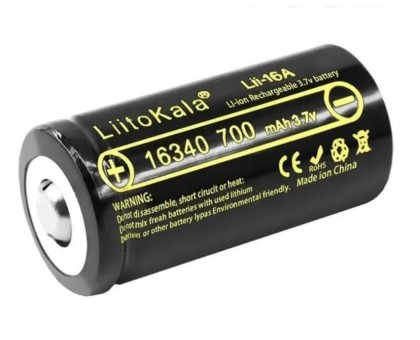 Аккумулятор Li-ion 16340 700mAh 3.7V, Liitokala Lii-16A (CR123A)