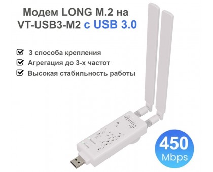 Модем USB LONG M.2 Fibocom L850-GL, cat.9, с антеннами