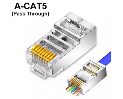 RJ-45 коннектор сквозной, экранированный, 8P-8C кат.5