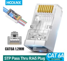 RJ-45 коннектор сквозной, экранированный, 8P-8C кат.6A 1.2мм