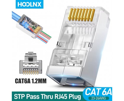 RJ-45 коннектор сквозной, экранированный, 8P-8C кат.6A 1.2мм
