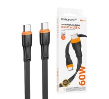 Кабель USB type-C - USB type-C 1м чёрный, плоский, 60W, BX118