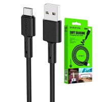 Кабель USB - USB type-C 1м чёрный, силикон, 3A, BX31