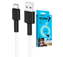 Кабель USB - USB type-C 1м белый, силикон, 3A, BX31