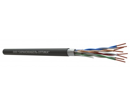 Кабель сетевой FTP 4x2, Cat.5E, медь, экран., наружный, чёрный, CаранскКабельОптика